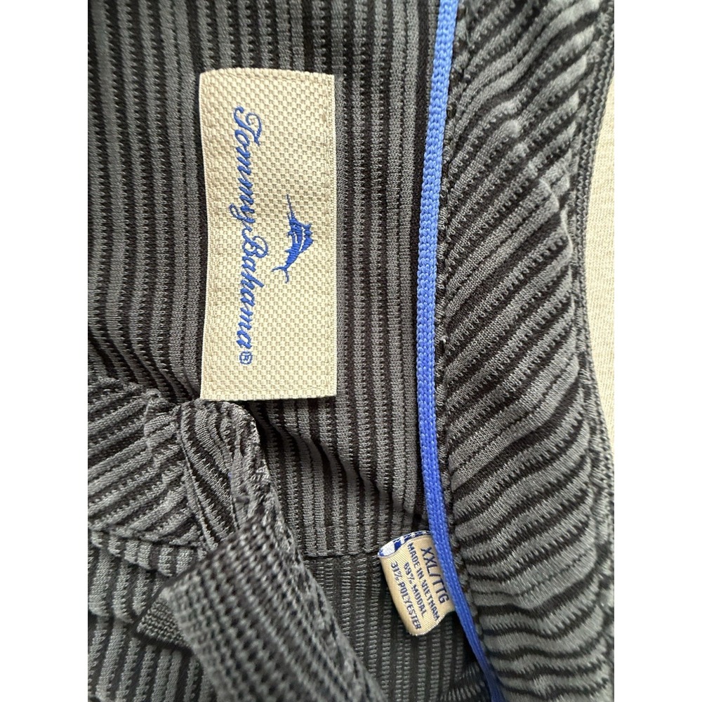 Tommy Bahama Men's Black Stripe Short Sleeve Cotton Poli Tshirt